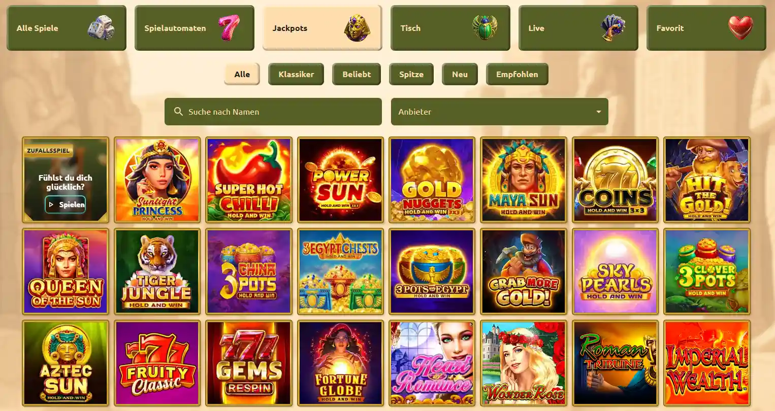 BetCleo Casino Spielkategorien