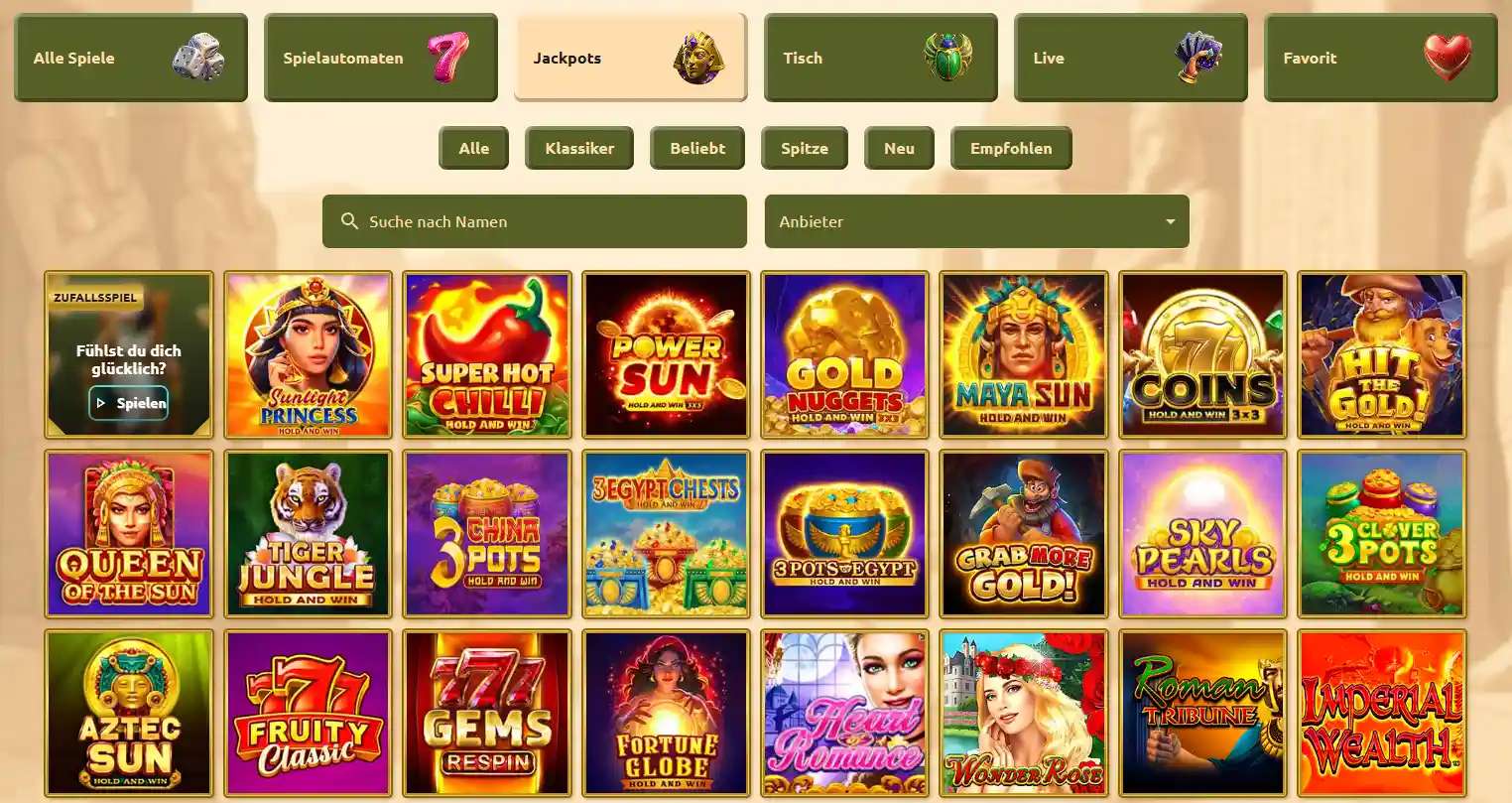Jackpot-Spiele bei BetCleo